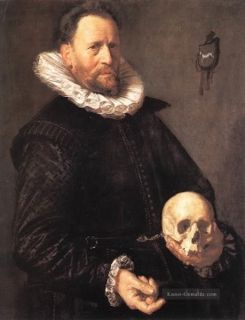 Bildnis eines Mannes mit einem Schädel Niederlande Goldene Zeitalter Frans Hals Ölgemälde